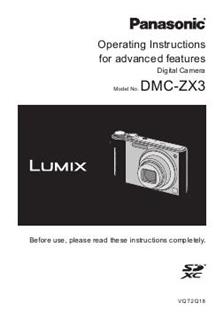 Panasonic Lumix ZX3 manual. Camera Instructions.